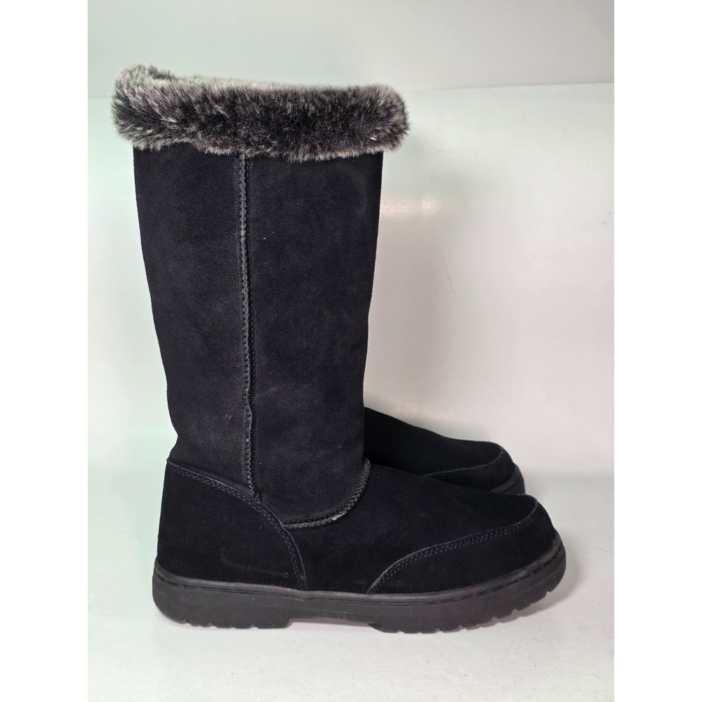 Women's Winter Bootsโ Size 9 EU 41.5 Black Suede Faux Fur Mid Snow Shoes Eclair